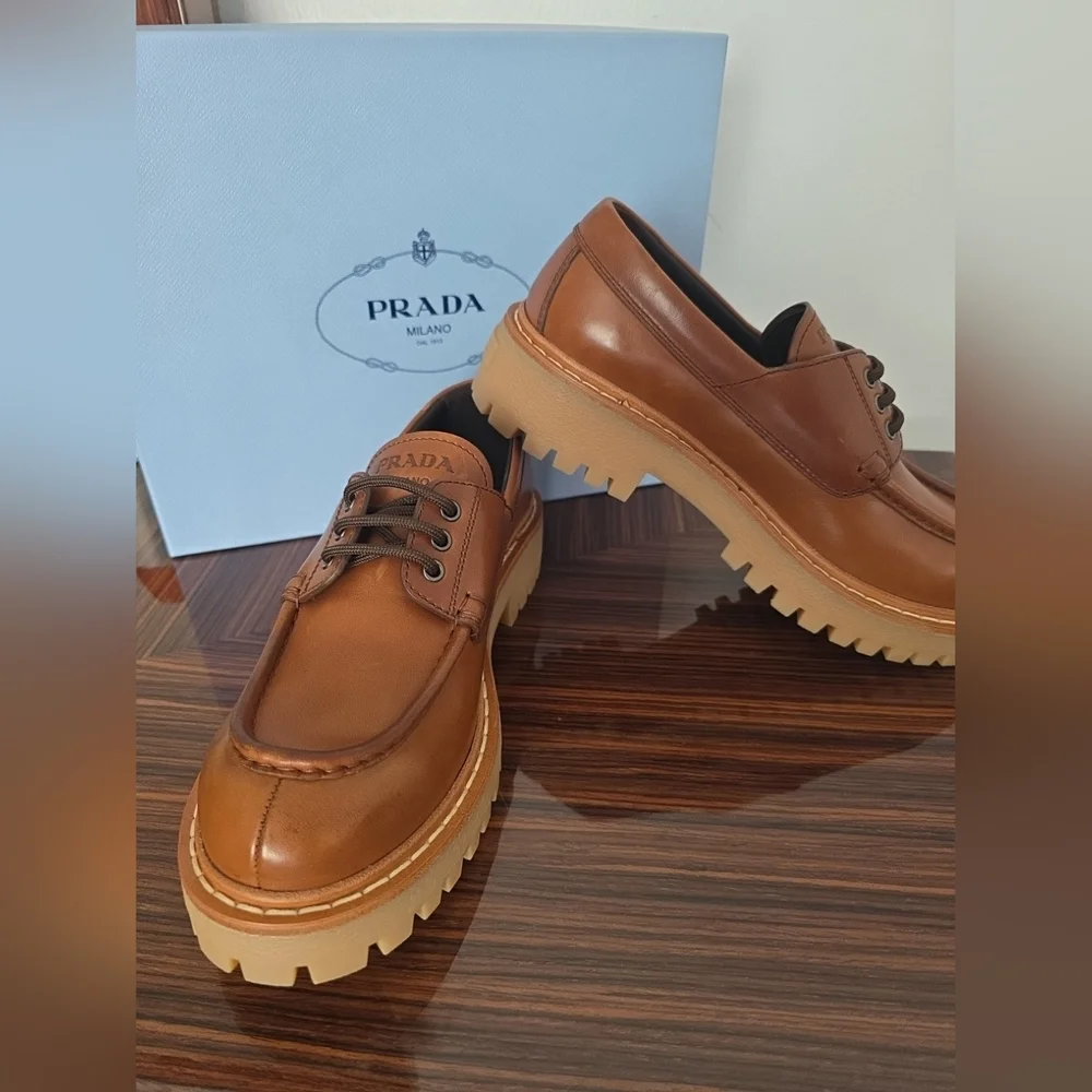 Prada Women's Brown Leather Shoes - Picture 2 of 12